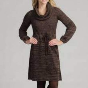 Calvin Klein Brown Marled Cowl-Neck Sweater Dress
